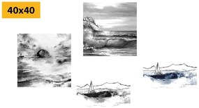 Set obrazov more v imitácii olejomaľby - 4x 60x60