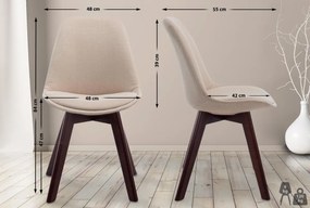 Stolička Borne V2 látka (SET 4 ks), drevené nohy orech - Krémová
