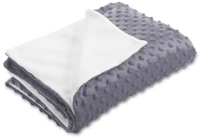 Biante Detská obojstranná deka Minky bodky/Polar MKP-004 Tmavo sivá 100x150 cm