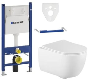 Závesný set GEBERIT Duofix Basic+ WC CARMEN Rimless 49 x 37 cm + pomaly padajúca doska Slim, biela, 3388XX00+39040100