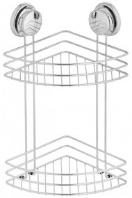 Erga Gavi, rohová kúpeľňová dvojitá polička, chrómová, ERG-YKA-CH.GAVI-KN2