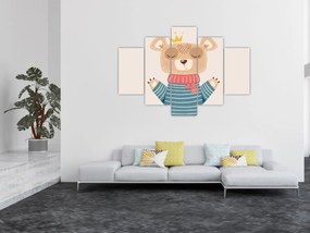 Obraz - Béžový medvedík s korunkou (150x105 cm)