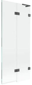 Mexen Lunar L, 2-krídlová vaňová zástena pravá 80 x 150 cm, číre sklo, grafitová, 897L-080-100-66-00-P
