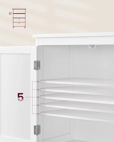 Úložná skrinka s 2 dvierkami a 2 zásuvkami, kúpeľňová skrinka, biela