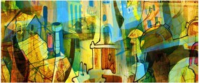 Obraz - Architektúra, kubistická abstrakcia (120x50 cm)
