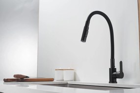 Gamma Flex 4000, stojanková drezová batéria s flexibilným ramenom, 2-funkčný výtok, čierna matná, GMA-BFX-4000BK