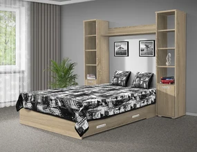 Nabytekmorava Posteľ Kora 180x200 cm farba lamina: Biela, prehoz a vankúše: bez prehozu a vankúšov