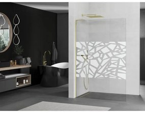 Mexen Kioto L, sprchová zástena Walk-In 120 x 200 cm, 8mm číre sklo biely vzor, zlatý lesklý profil,800-120-103-50-78