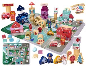 6199 DR Drevené inteligentné puzzle pre deti - Mesto 100 prvkov
