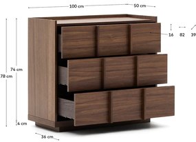 Hnedá komoda v dekore orecha 100x78x50 cm Onix – Kave Home