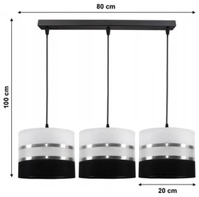 Luster na lanku CORAL 3xE27/60W/230V čiernobiela