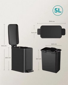 Odpadkový kôš do kúpeľne NORD, 5l, čierna SongmicsHome