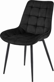 Set štyroch jedálenských stoličiek BERA zamatové čierne / čierne nohy (4ks)