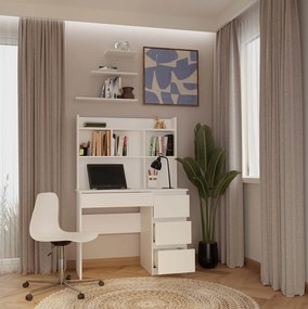 Psací stůl s nástavbou MIJAS pravý matně bílý