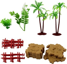 LEAN Toys Sada figúrok Zvieratá Usadlosť Rastliny Stromy Truhlica 57el