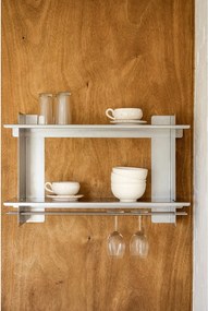 Poschodová kovová polica v striebornej farbe 70 cm Tivo – noo.ma