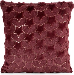 CHLPATÁ VIANOČNÁ DEKORAČNÁ OBLIEČKA NA VANKÚŠ STARS 45X45 CM BORDOVÁ
