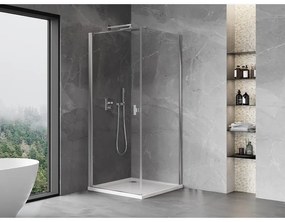 Mexen Mist-B, 1-krídlový výklopný sprchový kút 70 x 70 cm, číre sklo, chrómový profil, 8A2T-070-070-01-00