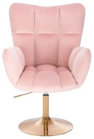 LuxuryForm DESIGN Kreslo AURORA VELUR na zlatom tanieri - ružové