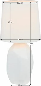 Keramická stolná lampa, biela, QENNY TYP 1 AT15556