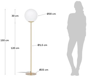 Stojacia lampa v zlatej farbe so skleneným tienidlom (výška 150 cm) Mahala - Kave Home