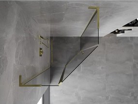 Mexen Mist L, päťuholníkový sprchový kút s krídlovými dverami, 100 x 100 cm, 8mm číre sklo, zlatý lesklý profil, 8A8L-100-100-50-00