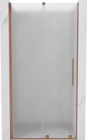 Mexen Velar, posuvné sprchové dvere do otvoru 120 cm, 8mm sklo námraza, medená matná, 871-120-000-31-65
