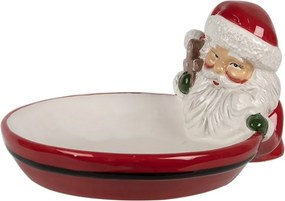 Decorative Bowl 19x16x10 Cm Red Ceramic Santa Claus Serving Platter - 16*19*3 / 10 cm