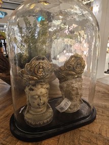 Šedo-zlatá dekorácia socha hlava Budha - 11*9*22 cm