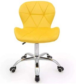 LuxuryForm DESIGN Stolička LIVIO VELUR na striebornej podstave s kolieskami - žltá