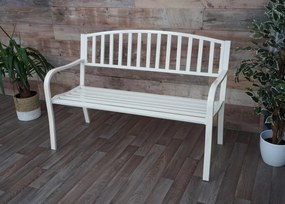 Záhradná lavička F43 2-miestna - práškovaná oceľ, 128 cm - Biela