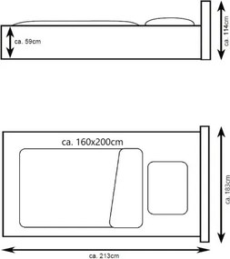 Posteľ Joy 160x200 cm, svetlo šedá látka