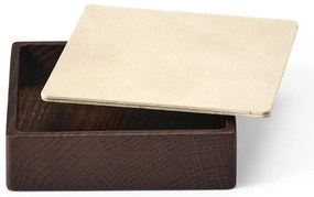 Hnedý/krémový drevený/z eko kože úložný box s vekom/dekoratívny 11x11x3,5 cm Square Nupo – LIND DNA