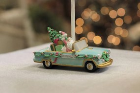 EWALDS Pastelovo modrá závesná vianočná ozdoba auto 11cm