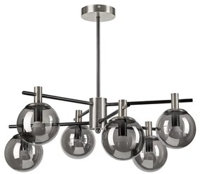 Luster na tyči LILOU 6xE14/5W/230V matný chróm/dymová