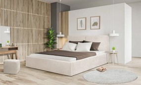 Posteľ Inez 180x200 cm, smotanovo biela štruktúrovaná látka