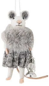 Bloomingville Plstená vianočná ozdoba Peo Grey Wool Myška