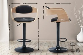 Barová stolička Kingston B - koženka, čierny rám - prírodná/čierna