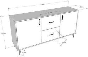 Dizajnová komoda Xarissa 160 cm antracitová