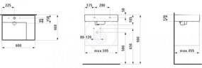 LAUFEN Kartell Umývadlo, 600 mm x 460 mm, biela – bez prepadu, bez otvoru na batériu H8103340001121