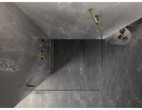 Mexen Lunar-B, sklápací sprchový kút ľavý 100 x 100 cm, 8mm číre sklo, zlatý profil, 832-100-100-50-00-L