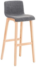 Barová stolička Hoover ~ látka, drevené nohy natur - Svetlo sivá