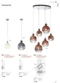 Redo 01-2069 - Luster na lanku PLUMEN 6xE14/42W/230V šedá
