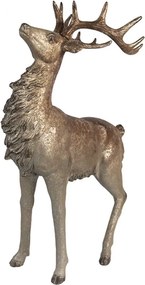 Hnědo-zlatá dekorace figurka stojící jelen - 33*16*42 cm