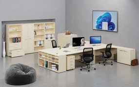 Kancelárska policová skriňa PRIMO WOOD, polené dvere, 800 x 500 x 1781 mm, breza