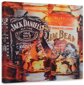 Obraz na plátně Láhev whisky Alkohol - 60x60 cm