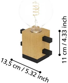 Eglo 390193 - Stolná lampa LEVANTARA 1xE27/40W/230V čierna/hnedá