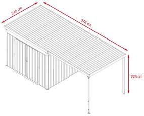 Záhradný domček so svetlíkmi Avenberg MAGNUS + prístavba 2.5 x 5.8 m - Premium