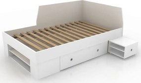 Úložná posteľ so zástenou Junior 120x200 cm, biela