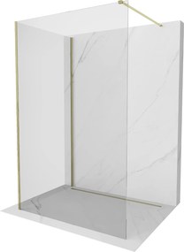 Mexen Kioto, 2-stenová sprchová zástena Walk-In 140 x 90 cm, 8mm číre sklo, zlatý lesklý profil,800-140-212-50-00-090